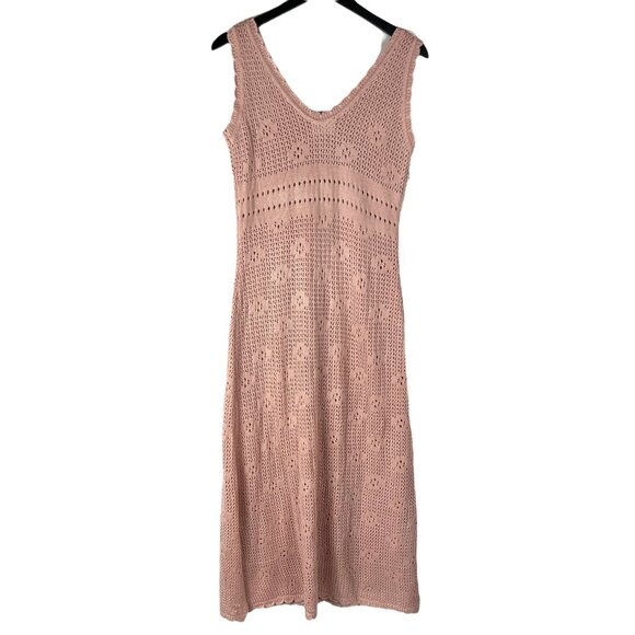 NWT Callahan Knitwear Sleeveless Maxi Sweater Dress in Blush Pink Scoop Size M - Picture 10 of 10